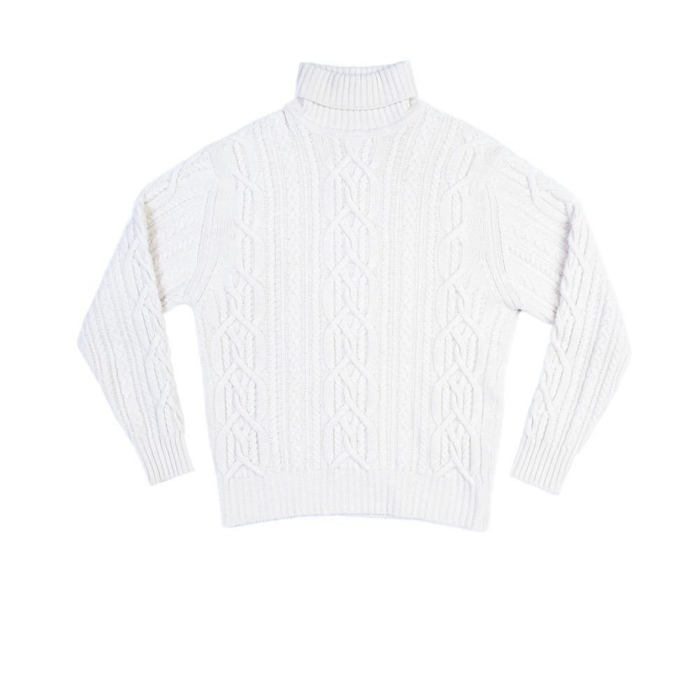 Cable Knit, Roll Neck Jumper - Marl Cream