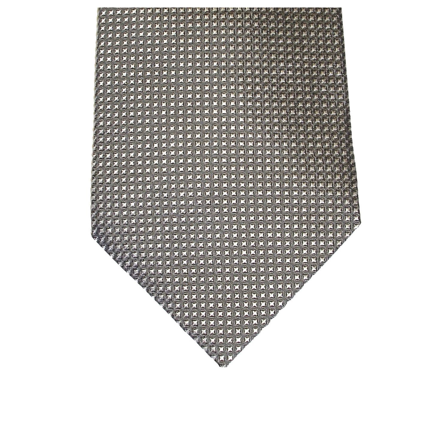 Wedding Tie in Pure Silk Silver Grey in Small Square design