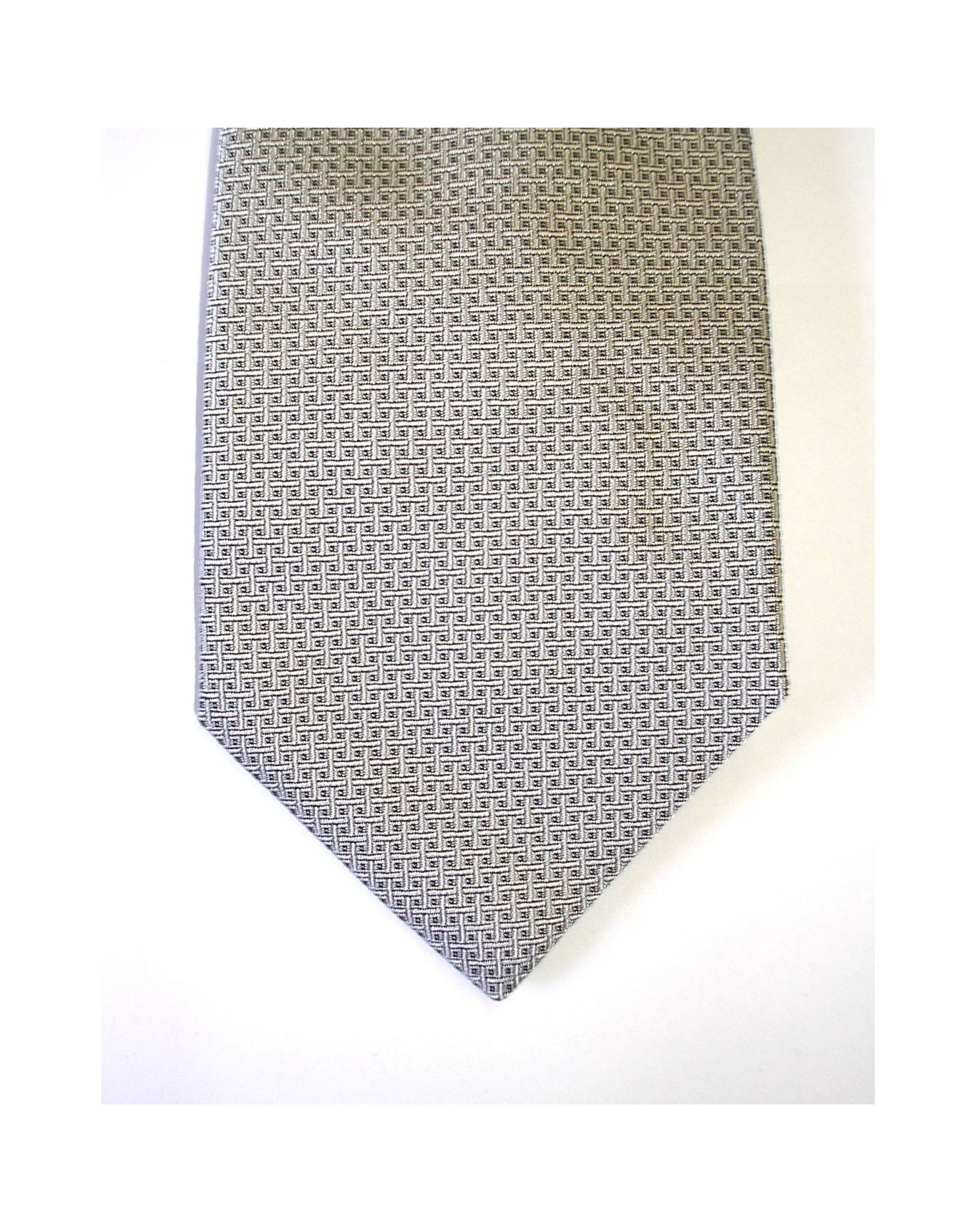 Wedding Tie in Pure Silk Silver Grey Open Basket Weave design