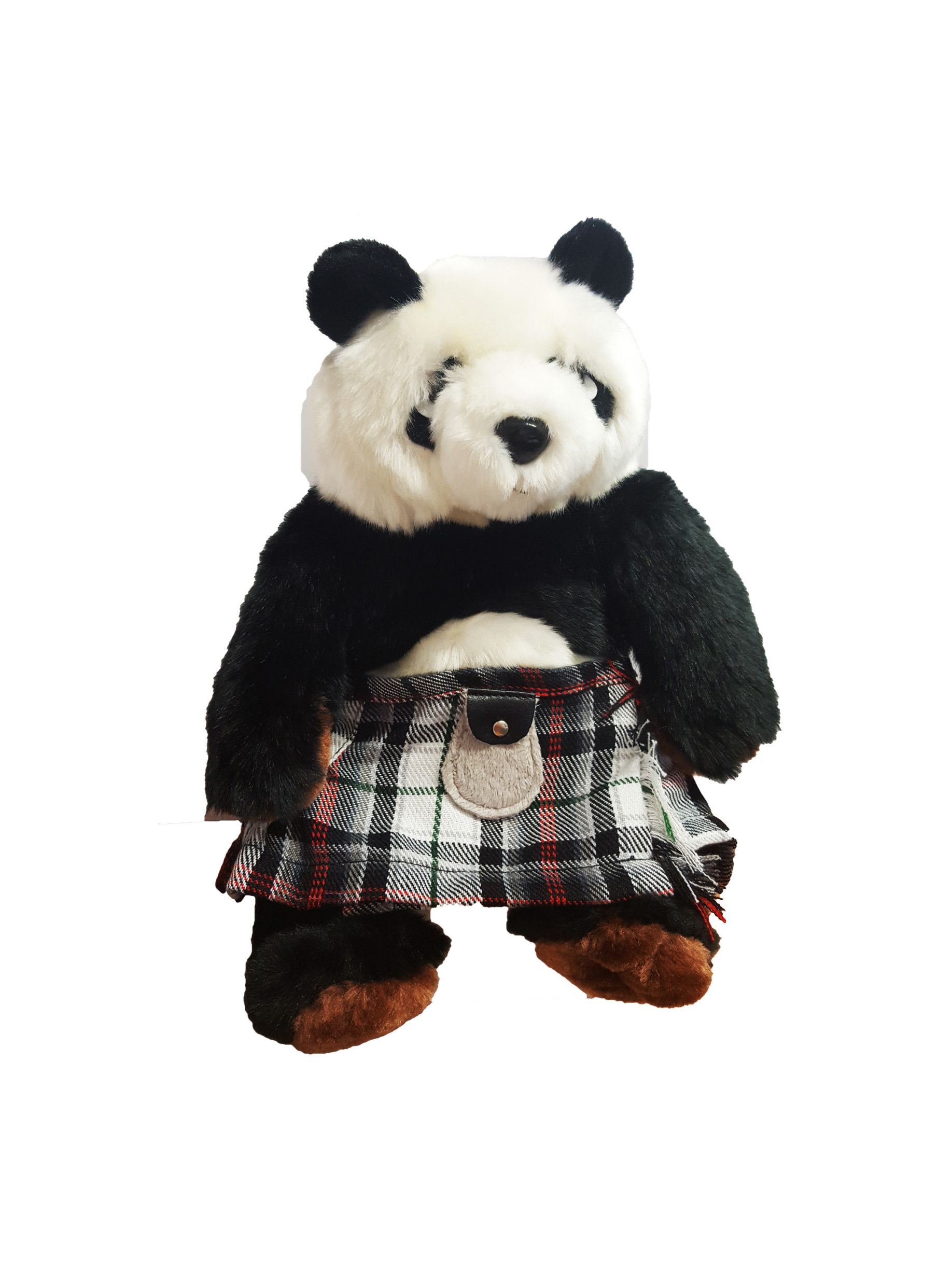 Soft Toy Panda with Tartan Kilt