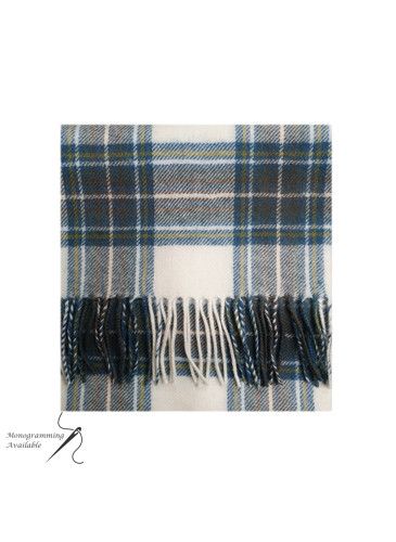 Glenmore 100% Lambswool Tartan Scarf Designed in Scotland Stewart Muted Blue 
