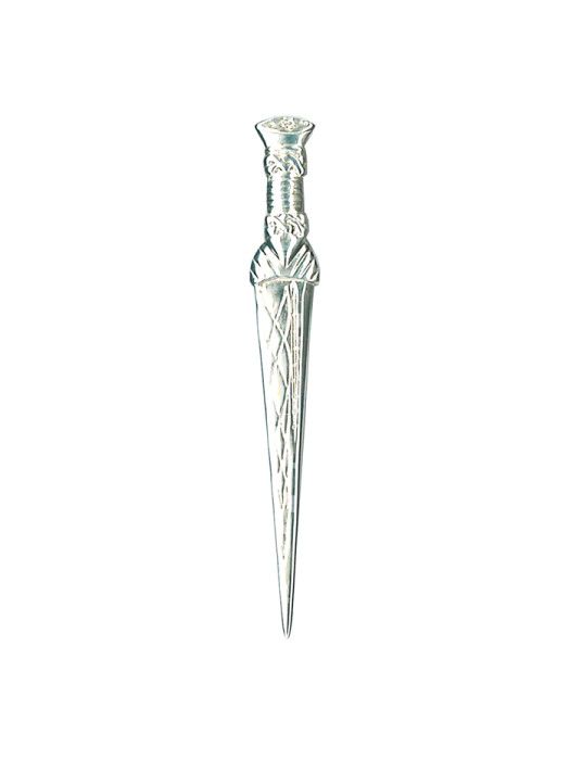 Dirk Kilt Pin with Ornate Blade in Hallmarked Sterling Silver 