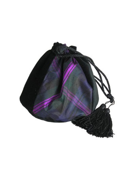 Silk and Velvet Evening Bag in Baird Tartan Silk