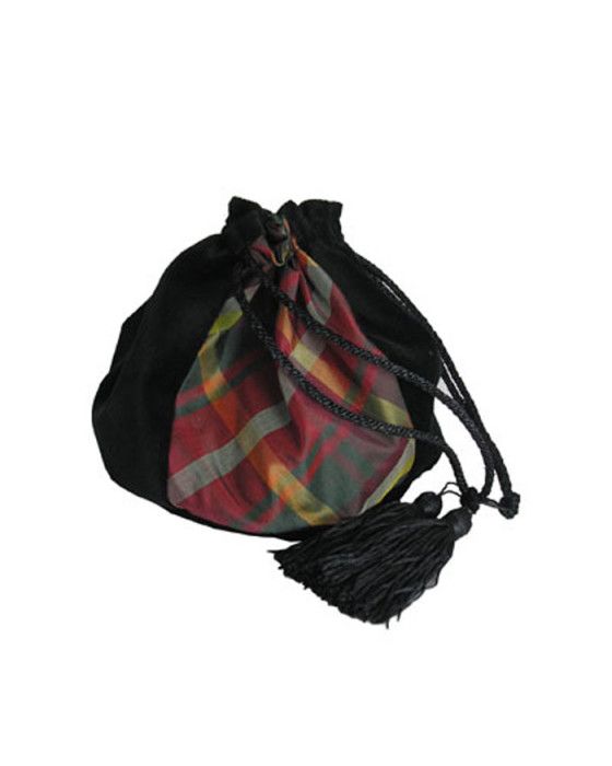 Silk and Velvet Evening Bag in Maple Tartan Silk