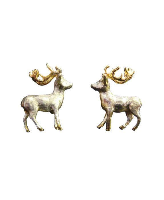 Sterling Silver and 24 carat Gold Stag Cufflinks