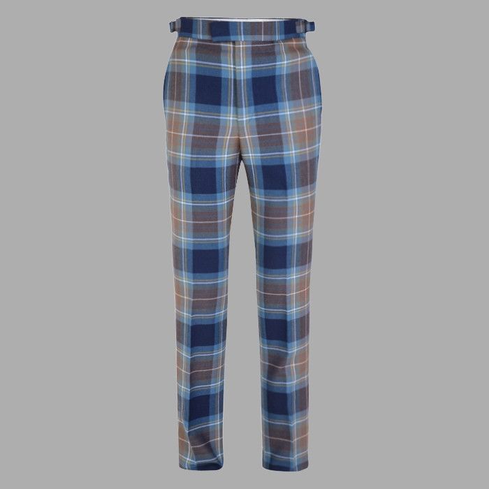 KINLOCH ANDERSON STRAIGHT WAISTBAND TROUSERS IN HOLYROOD TARTAN