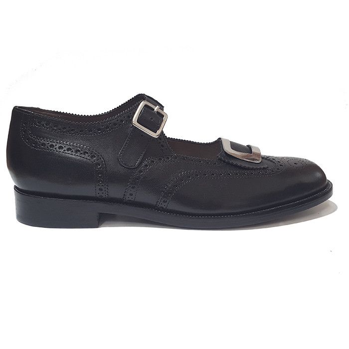 Buckle Brogues in Black Leather