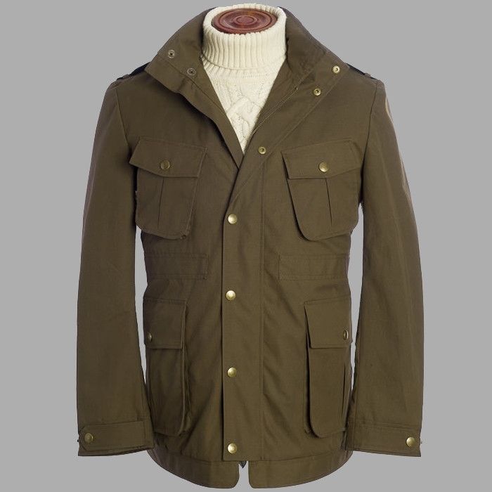 THE KINLOCH ANDERSON 1868 COLINTON MILITARY WAX JACKET IN OLIVE GREEN