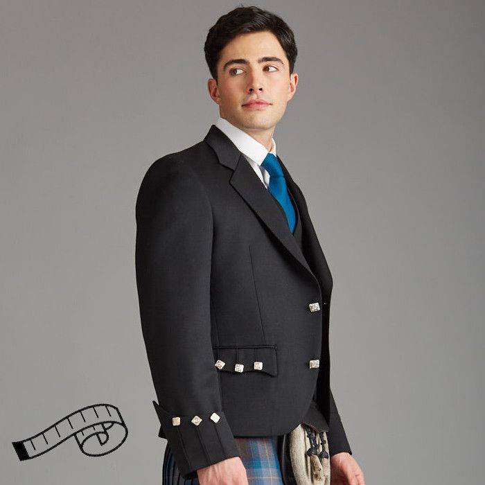 The Kinloch Anderson Argyll Kilt Jacket in Black Barathea Made to Order