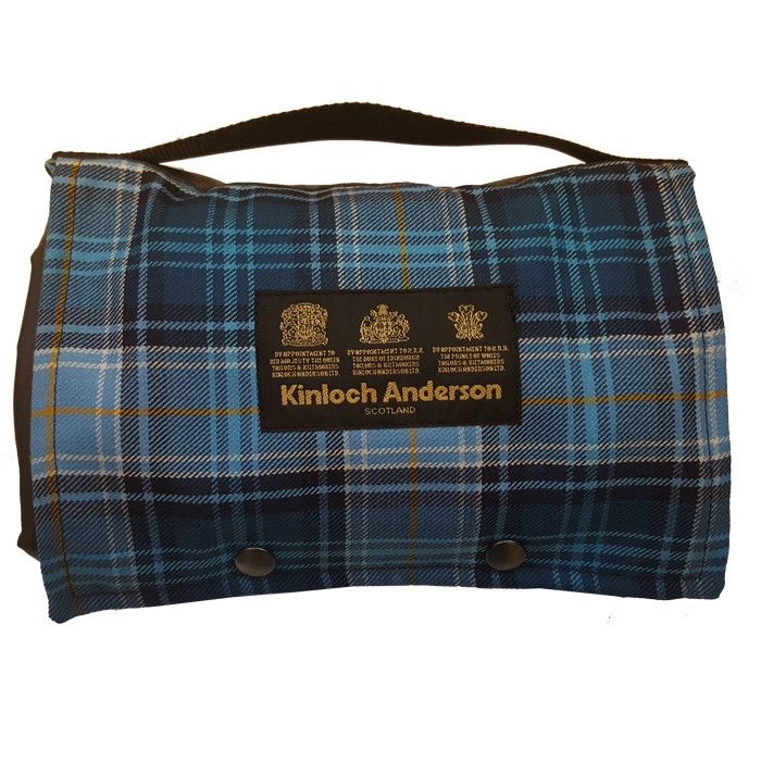 The Kinloch Anderson Picnic Rug - Blue Loch Tartan & Wax Waterproof Back