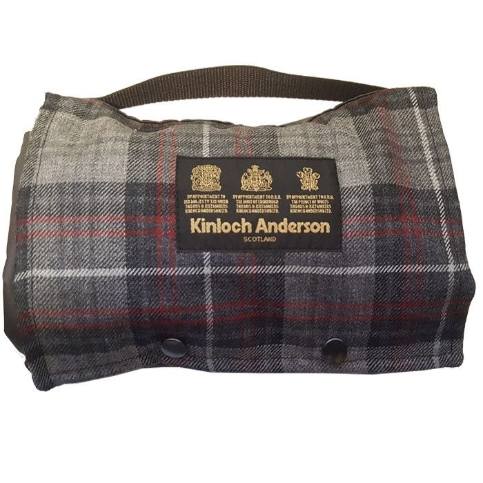 The Kinloch Anderson Picnic Rug - Castle Grey Tartan & Wax Waterproof Back