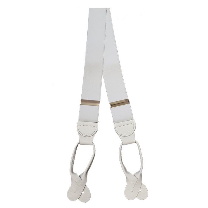 White Rolled Leather End Braces