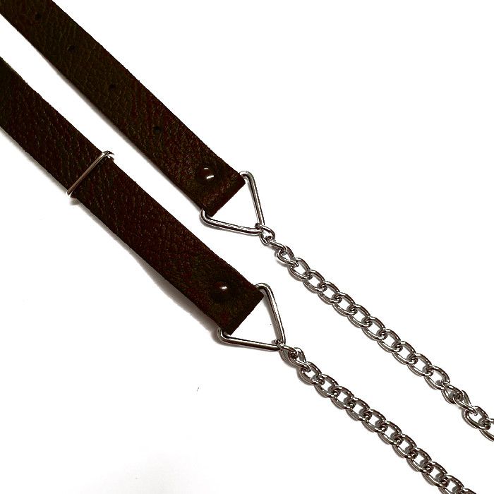 Chrome Sporran Chain Strap - Curb Link in Chocolate Brown Leather