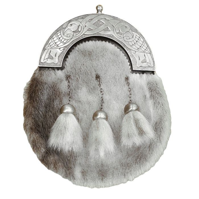 Sealskin Dress Sporran with Celtic Bird Cantle in Antique Finish