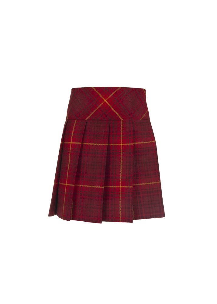 Hipster Pleated Skirt in Kinloch Anderson Rowanberry Tartan - Mini Length