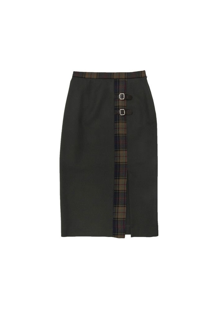 Straight Skirt in Kinloch Anderson Tartan and Muted Green