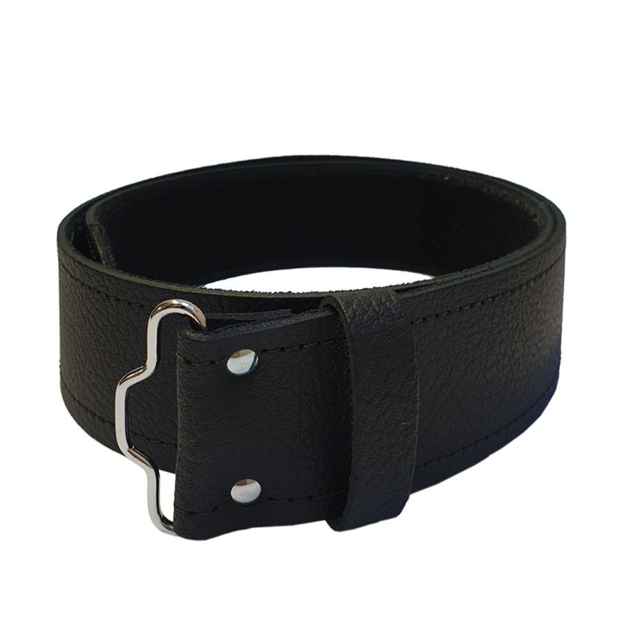 Belt in Black Leather with Velcro Adjuster