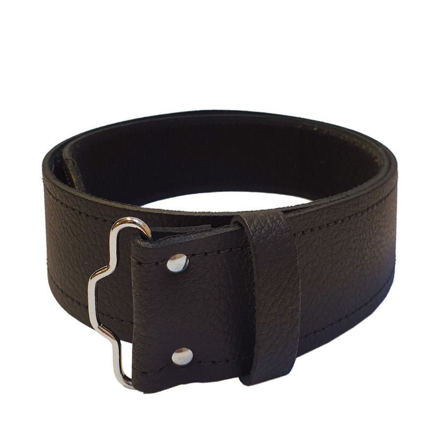 Belt in Dark Brown Leather with Velcro Adjuster