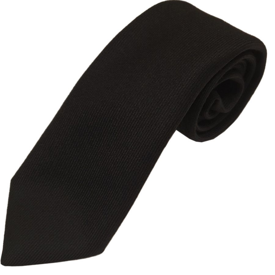 Black plain wool tie to tone with kilt