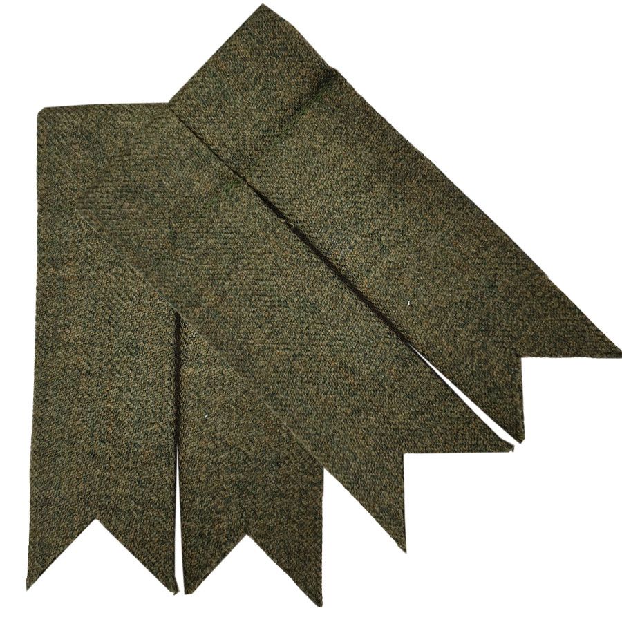 Light Olive Tweed Garter Flashes to tone with kilt