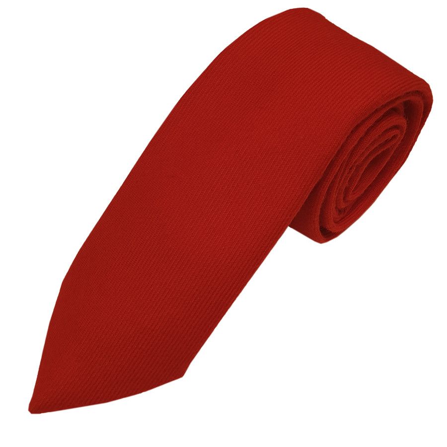 Red Modern plain wool tie to tone with kilt
