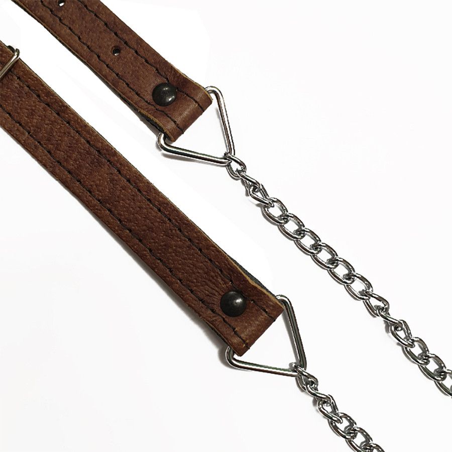 Chrome Sporran Chain Strap - Curb Link in Tan Leather