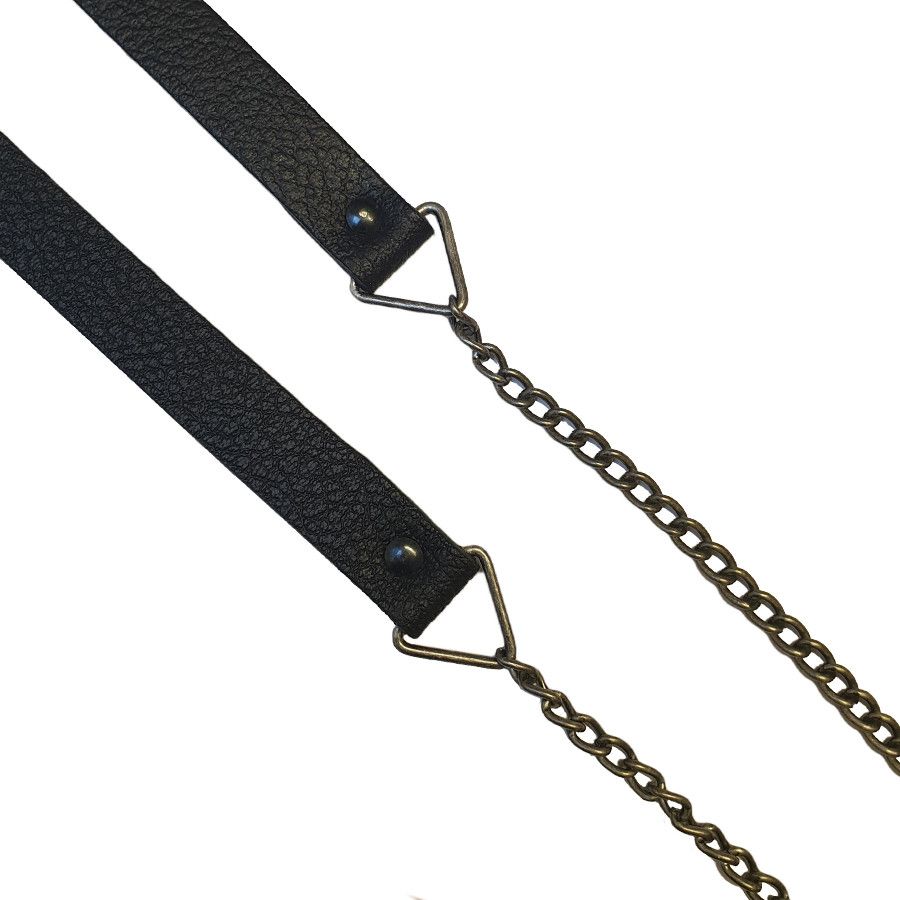 Antique Sporran Chain Strap - Curb Link in Black Leather
