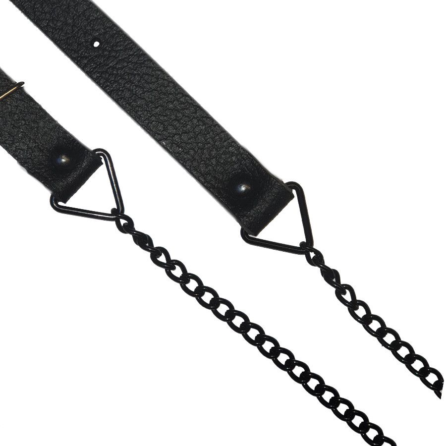 Onyx Sporran Chain Strap - Curb Link in Black Leather
