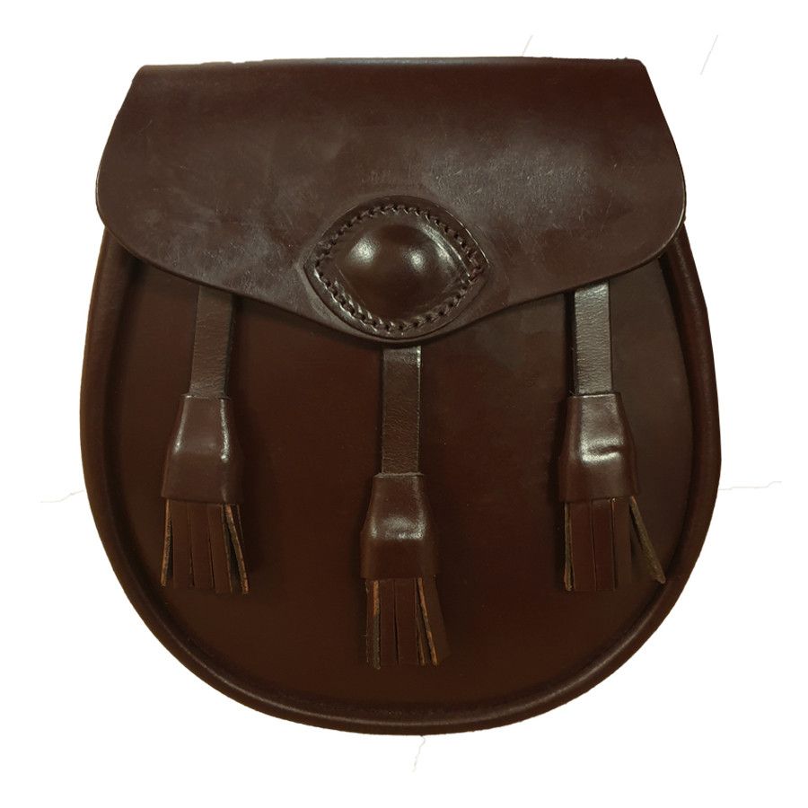 Bridle Leather Day Sporran - with 3 tassels in Chestnut