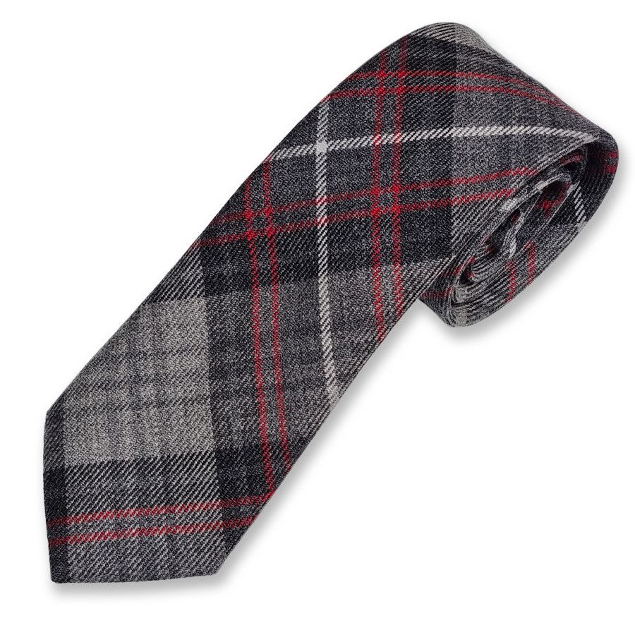 Kinloch Anderson Castle Grey Tartan Slim Wool Tie