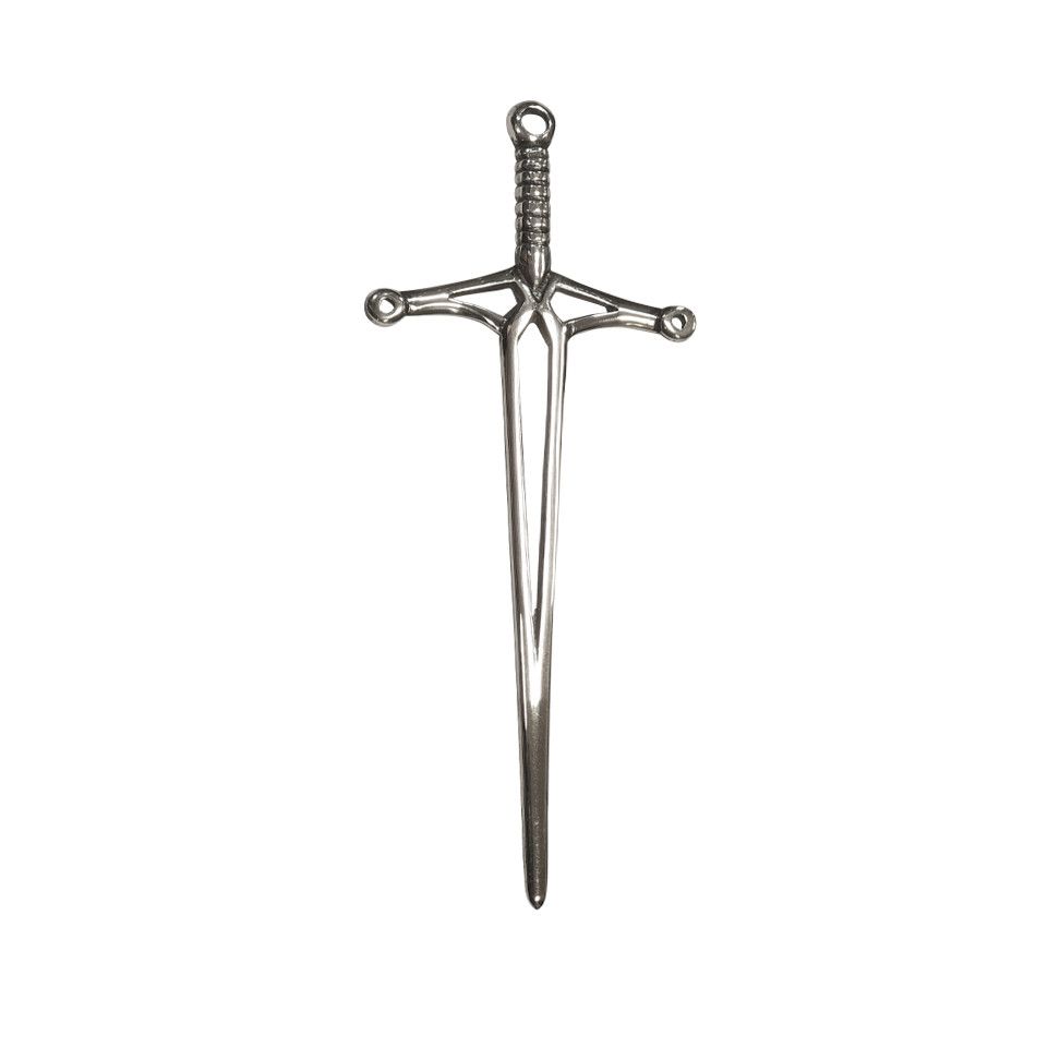 Hallmarked Sterling Silver open Celtic sword Kilt Pin