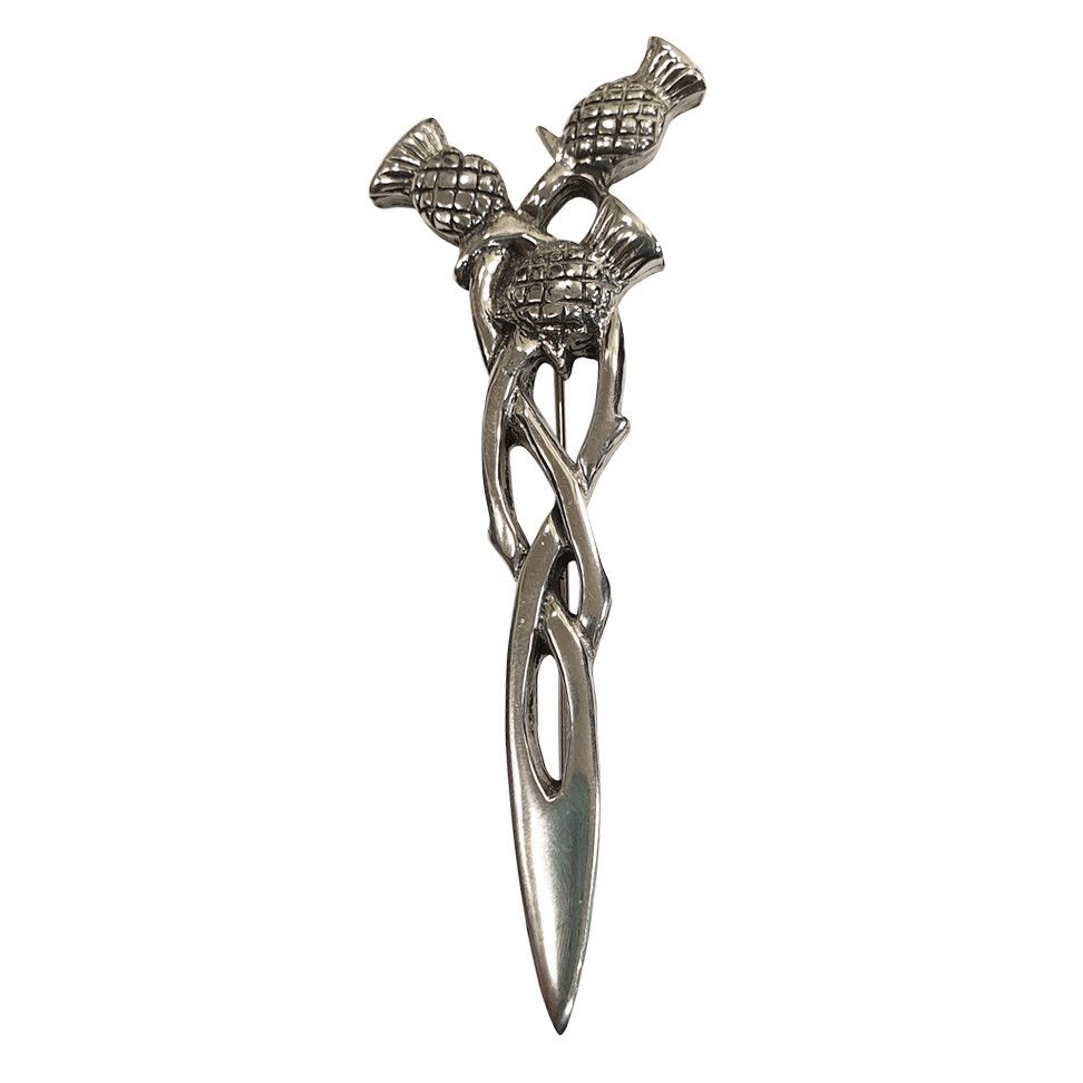 Entwined Thistles Kilt Pin in Pewter Finish