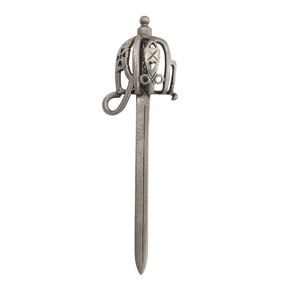 Basket-Hilted Claymore Kilt Pin in Antique Finish