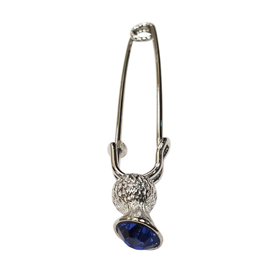 Thistle Kilt Pin with Sapphire Effect Stone in Antique Pewter Finish
