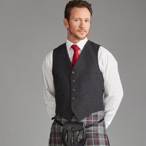 Charcoal Grey Day Waistcoat - 5 Staghorn Buttons