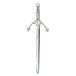 Hallmarked Sterling Silver Broad Sword Kilt Pin, curved cross guard