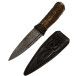 Red Deer Antler Handle Sgian Dubh with Celtic Embossed Black Leather Celtic Sheath and Damascus Blade