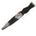 Cross Hatch Handle and Zoomorphic Sterling Silver Sgian Dubh with Plain Top