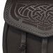Leather Day Sporran, with Laser Etched Celtic Design on Flap in Black