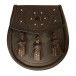 Leather Day Sporran - Tooled and Studded Celtic design with 3 Knotted Tassels in Brown