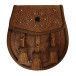 Leather Day Sporran - Tooled and Studded Celtic design with 3 Knotted Tassels in Tan