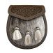 Seal Skin Semi Dress Sporran with Laser Etched Brown Leather Flap and Chrome Tassels