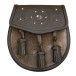 Sealskin Semi Dress Sporran with Studded Brown Leather Flap and Tassels