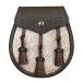 Pony Skin Semi Dress Sporran with Embossed Brown Leather and 3 Leather Tassels