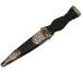Cross Hatch Handle and Zoomorphic Polished Pewter Design Sgian Dubh with Flat Top - Reduced to Clear