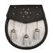 Pony Skin Semi Dress Sporran with Celtic Design Black Leather Flap and Chrome Tassels
