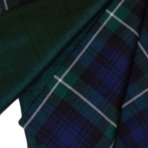 Evening Stole in Lamont Modern Tartan in Fine Wool with Green Dupion Silk Backing length 70"