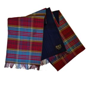 Evening Sash in Anderson Tartan in Pure Silk with Navy Dupion Silk Backing length 90"