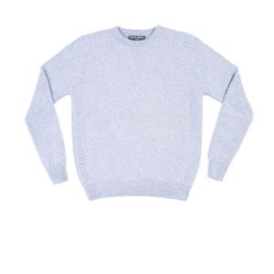 Lambswool Herringbone Crew Neck Jumper - Marl Grey