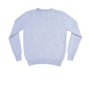 Lambswool Herringbone Crew Neck Jumper - Marl Grey